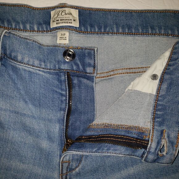 J CREW Slim Broken In Boyfriend Cropped Jeans with Floral Embroirdery Size 31P - Picture 4 of 8